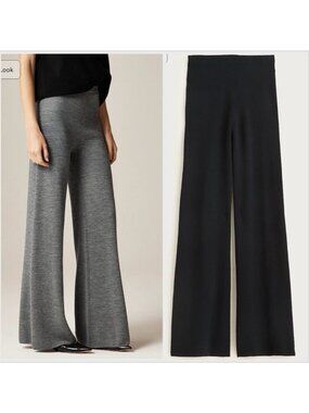 J.Crew Cosmo Merino Wool Sweater Pants Black Wide Leg XL Cozy Luxury NWT